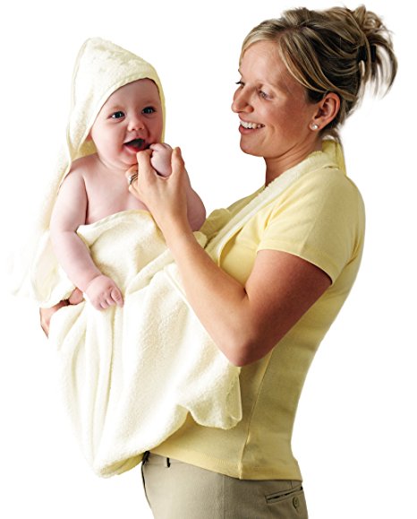 Clevamama Splash and Wrap Baby Bath Towel (Soft Cotton, Cream)