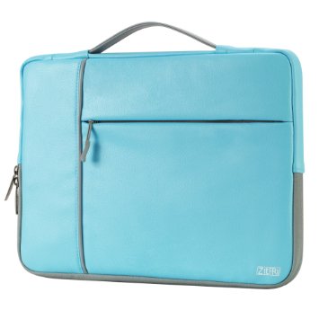 ZITFRI 13-13.3 Inch Synthetic Leather Waterproof Laptop Sleeve Tablet briefcase Notebook Handbag for 13-13.3 Inch Apple MacBook Pro, Macbook Air and other popular laptops notebooks (Teal/Gray)