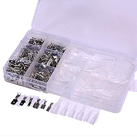 Icstation 270pcs Male Female Spade Connector Wire Crimp Terminal Block with Insulating Sleeve Assortment Kit 2.8mm 4.8mm 6.3mm