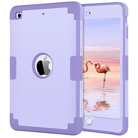 iPad mini Case, iPad mini 2 Case, iPad mini 3 Case, BENTOBEN Heavy Duty Shockproof Slim Anti-slip Hybrid 3 Layer Hard PC Cover Soft Silicone Protective iPad Case for iPad Mini 1 2 3 With Retina Purple