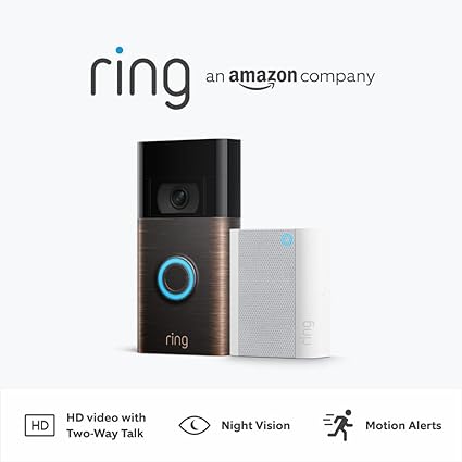 Ring Video Doorbell   Ring Chime | 1080p HD video, Advanced Motion Detection, and easy installation (2nd Gen)