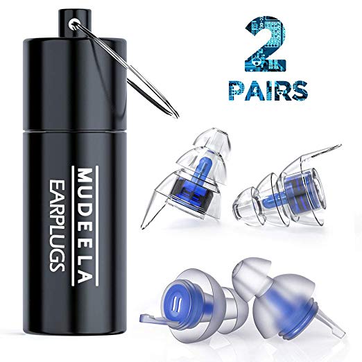 2 Pairs of Concert Earplugs - High Fidelity Ear Plugs for Concerts, Musicians, Work and More - Hearing Protection High Fidelity Earplugs with 23db Advanced Filter - Soft and Reusable