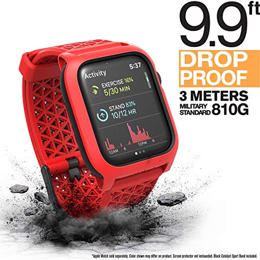 Catalyst Case for Apple Watch Series 5 and Series 4 44mm, Buckle Edition, Drop Proof 9.9ft, ECG and EKG Compatible, Sport Band, Breathable, Rugged, Drop Proof for Apple Watch Case, Red