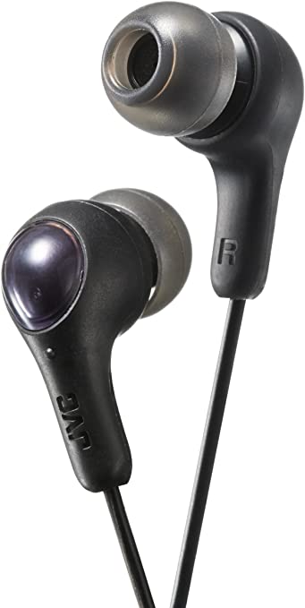 JVC Gumy in Ear Earbud Headphones, Powerful Sound, Comfortable and Secure Fit, Silicone Ear Pieces S/M/L - HAFX7B (Black)