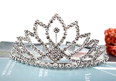 Vinida Crystal Tiara Crown Headband for Wedding Prom Bridal Birthday (Sliver)