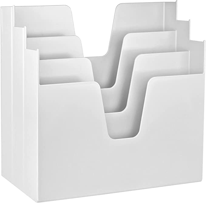 Acrimet Horizontal Hanging File Folders Desktop Organizer Inclined 3 Section Letter Size (White Color)
