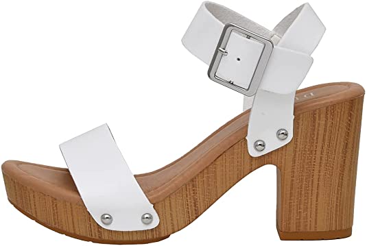 Dunes Women's Sydney Faux Wood Sandal  Memory Foam Insole & LiteSole Technology