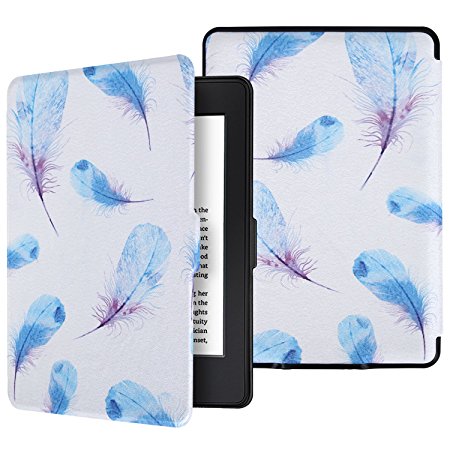 Aimerday Case for Kindle Paperwhite,Premium Thinnest and Lightest PU Leather Feather Printing Cover with Auto Wake/Sleep for Amazon All-New Kindle Paperwhite (Fits 2012, 2013, 2015 and 2016 Versions)