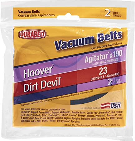 Hoover Durabelt Agitator & Type 190 / Dirt Devil Style 23 Belt, 1, Black