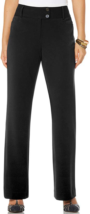 Rafaella Women's Curvy Fit Gabardine Boot Leg Trouser