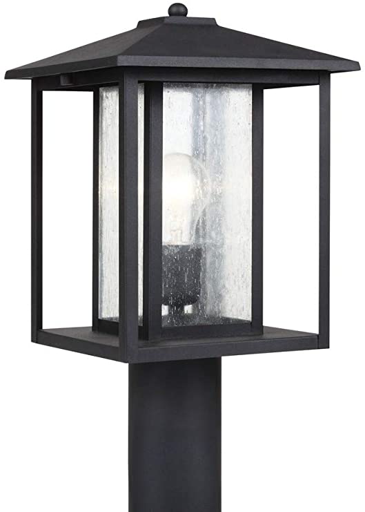 Sea Gull Lighting 82027-12 Hunnington - One Light Outdoor Post Lantern, Black Finish with Clear Seeded Glass