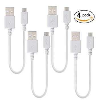 Outtek USB 2.0 A Male to Micro B Sync Charging Cable, 1 Feet (4 Pack)