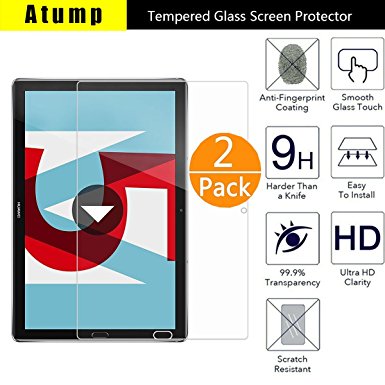 ATUMP Huawei MediaPad M5 10.8 Screen Protector Glass Guard [2 Pack][Tempered Glass] Premium Tempered Glass Screen Protector for for (Huawei MediaPad M5 10.8 Pro/M5 10.8 2018 Tablet)