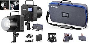 NEEWER Q4 400Ws 2.4G TTL Studio Flash [New Look] 1/8000 HSS 2800mAh Battery Powered Outdoor Strobe Photography Monolight, 30W Modeling Lamp/400 Full Power Flash, PB8 Q4 Carrying Bag Kit Included