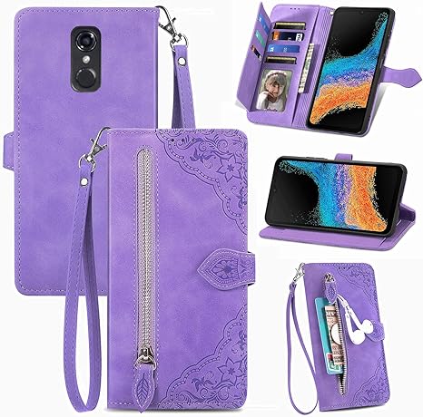 DAMONDY for ConsumerCellular IRIS Connect SH4650 Zipper Wallet Case,Premium Magnetic Closure Stand Function Folio PU Leather Flip Cover Inner Soft TPU Case for IRIS Connect -Purple