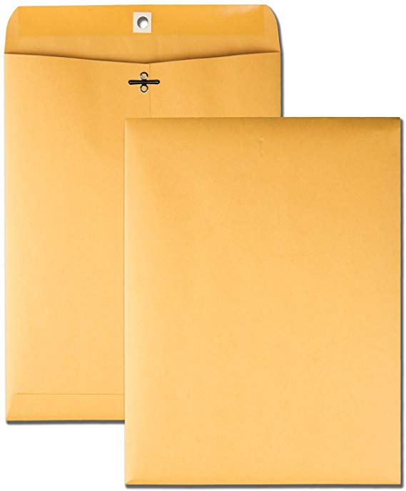 Quality Park 9 x 12 Clasp Envelopes with Deeply Gummed Flaps, Great for Filing, Storing or Mailing Documents, 28 lb Brown Kraft, 250 per Box (37590)