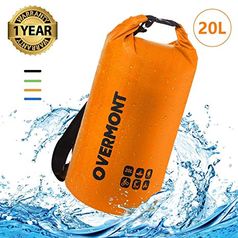 Overmont Floating Waterproof Dry Bag 20L Roll Top Sack Keeps Gear Dry for Kayaking, Rafting, Boating, Swimming, Camping, Hiking, Beach, Fishing