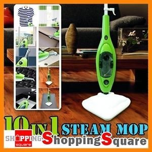 Mop X10 H2O Steam Cleaner Mop  Steamer with Handsfree Cradle Accessory As Seen on TV Green (10-in-1)
