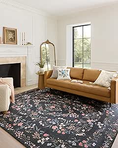 Loloi Rifle Paper Co. Maison Collection MAO-04 Tuileries Black 2'-0" x 5'-0", .19" Pile Height, Accent Rug