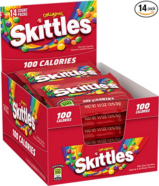 SKITTLES Original Candy 100 Calorie Pack, 0.9 Ounce 14-Count Box