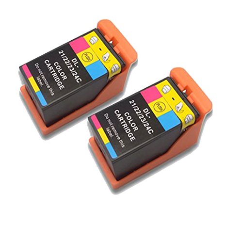 YATUNINK Dell 21/22/23/24 Compatible 2 Pack Color Ink Cartridge (Dell XG8R3/Y499D)