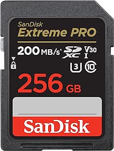 SanDisk 256GB Extreme PRO, Tarjeta de memoria, SDXC, hasta 200 MB/s,   RescuePro Deluxe, UHS-I Class 10 U3 V30