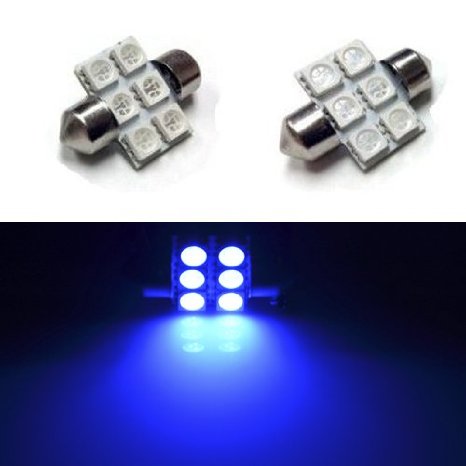 JDM ASTAR 2X 5050 Chipsets 1.25 inches DE3175 DE3021 DE3022 3175 LED Bulbs for Dome Lights, Interior Map Lights, Trunk Lihgts, Courtesy Lights, Ultra Blue