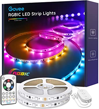 Govee RGBIC LED Strip Lights, 32.8FT LED Lights with Remote Control, 11 Scene Modes and 6 Brightness Color Changing LED Lights, Easy Installation Light Strip for Bedroom, Ceiling, Kitchen (2x16.4ft)