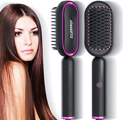 Hair Straightener Brush for Women, JOMARTO Tourmaline Ceramic Straightening Comb with LED, Adjustable Temperatures, Portable Anti Scald Electric Hair Straightener, Perfect for for Home or Travel