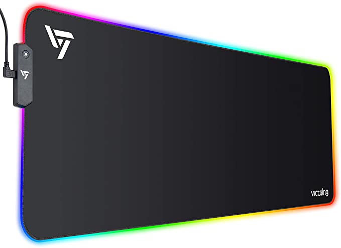 RGB Gaming Mouse Mat, VicTsing Super Large Mouse Pad with 13 Backlight Modes, Adjustable Brightness Non-Slip LED Keyboard Mouse Mat for Gaming, Computer, Office and Desk