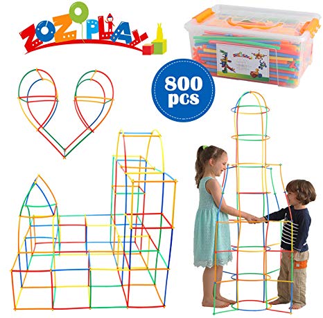 ZoZoplay Straw Constructor STEM Building Toys 800 Piece Straws and Connectors Building Sets Colorful Motor Skills Interlocking Plastic Engineering Toys Best Educational Toys Gift for Boys & Girls