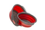 Set of 2 Collapsible Silicone Kitchen Strainer Colander Set By Comfify Includes 2 Silicone Strainer Sizes 8 - 2 Quart and 95 - 3 Quart Red and Grey