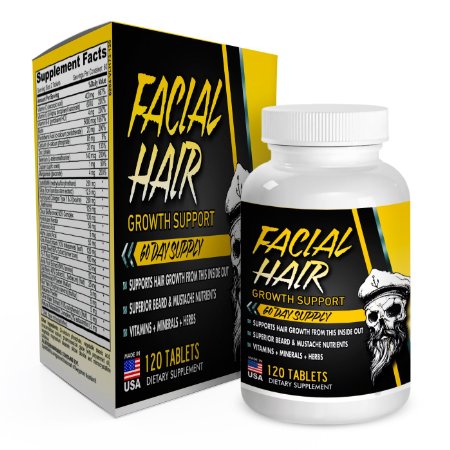 60-Day Facial Hair Growth Supplement / Vitamins with 28 Beard Growth Nutrients