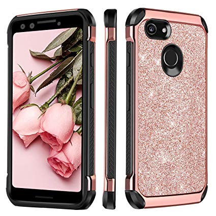 BENTOBEN Google Pixel 3 Case, Google Pixel 3 Phone Case, Bling Glitter Dual Layer Heavy Duty Slim Hard PC Soft TPU Shockproof Cover Full Body Protective Phone Case for google pixel 3 case (2018), Pink