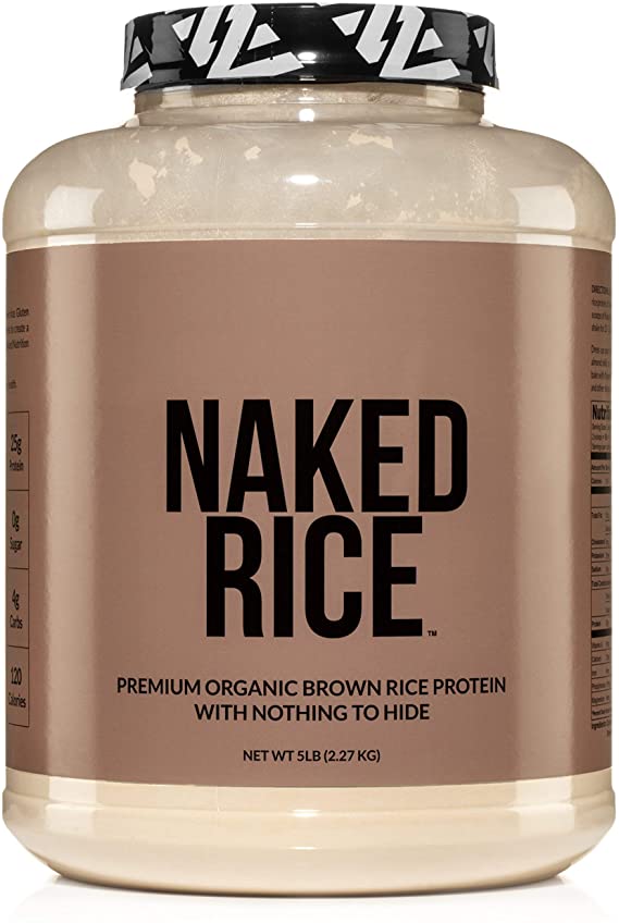 NAKED RICE - Organic Brown Rice Protein Powder – Vegan Protein Powder - 5lb Bulk, GMO Free, Gluten Free & Soy Free. Plant-Based Protein, No Artificial Ingredients - 76 Servings