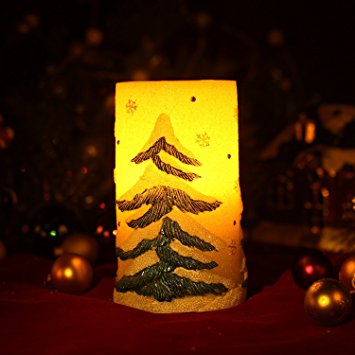DFL 3x6 christmas trees flameless LED candle with timer, Work with 2xC batteries