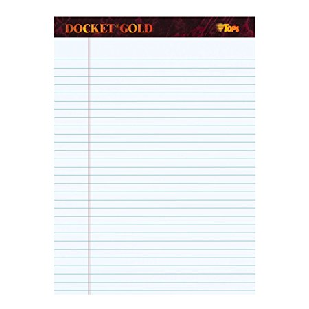 TOPS Docket Gold Writing Tablet, 8-1/2 x 11-3/4 Inches, Perforated, White, Legal/Wide Rule, 50 Sheets per Pad, 12 Pads per Pack (63960)