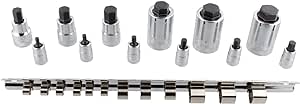 ABN Allen Socket Set 12-Piece SAE 1/4in, 3/8in, 1/2in Drive Hex Socket Set and Socket Organizer Socket Rack