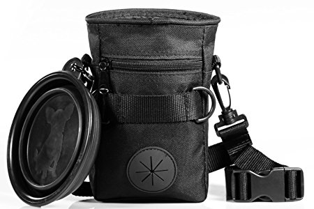 Wellbro® Dog Treat Pouch, Multi-function Pet Training Oxford Bag with a Foldable Bowl, Have a Poop Bag Dispenser and Zippered Pockets, Waterproof and Durable, Easily Carries Toys and Food, Rapid Reward to any Breeds