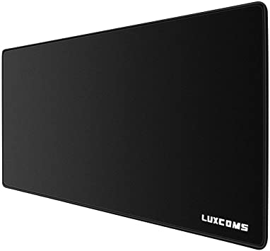 LUXCOMS Extended Gaming Mouse Pad (31.5×15.75×0.12 Inch) Computer Keyboard Mousepad Mouse Mat, Water-Resistant, Non-Slip Base, Durable Stitched Edges,Mouse Mat for Gamer, Office & Home, Black (LST080)