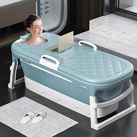 TTLIFE Folding Foldable Portable Bathtub for Adults Bath Tub Household Soaking Tub Massage Freestanding Bathtubs with Thermostatic Cover Suitable for People Under 130 Pound Shipping from The U.S.