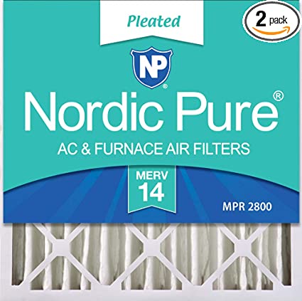 Nordic Pure 20x20x4 (3-5/8 Atcual Depth) MERV 14 Pleated AC Furnace Air Filters, 2 PACK, 2 PACK