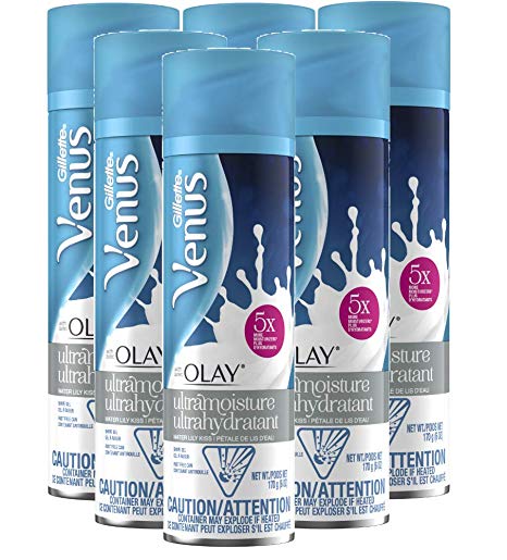 Gillette Venus with Olay Ultramoisture Women's Shave Gel, Water Lily Kiss, 6 Ounce (Pack of 6)