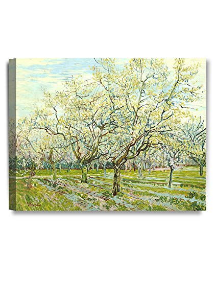 DECORARTS - The White Orchard, Vincent Van Gogh Art Reproduction. giclee Print Canvas Art for Wall Decor 20x16