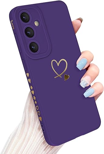 Newseego for Samsung Galaxy S24 Plus Case Girls Women, Cute Love Heart Pattern Phone Case Flexible Liquid Silicone Shockproof Protective Bumper Cover for Samsung Galaxy S24 Plus-Purple