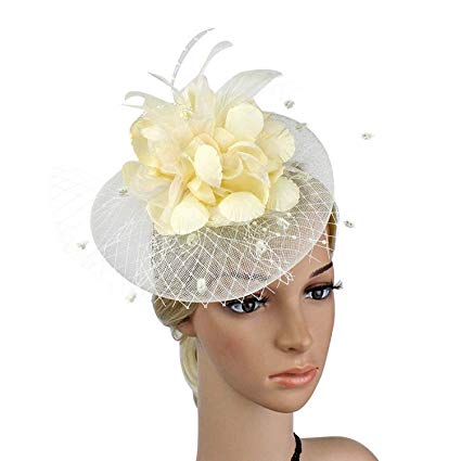 Hilary Ella Fascinators Hat,Flower Mesh Ribbons Feathers Headband,Kentucky Derby Wedding Tea Party Fascinator