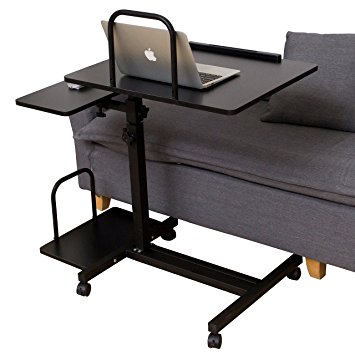 SDADI Adjustable Laptop Table Sofa Table Overbed Table with Wheels for Both Hospital and Home