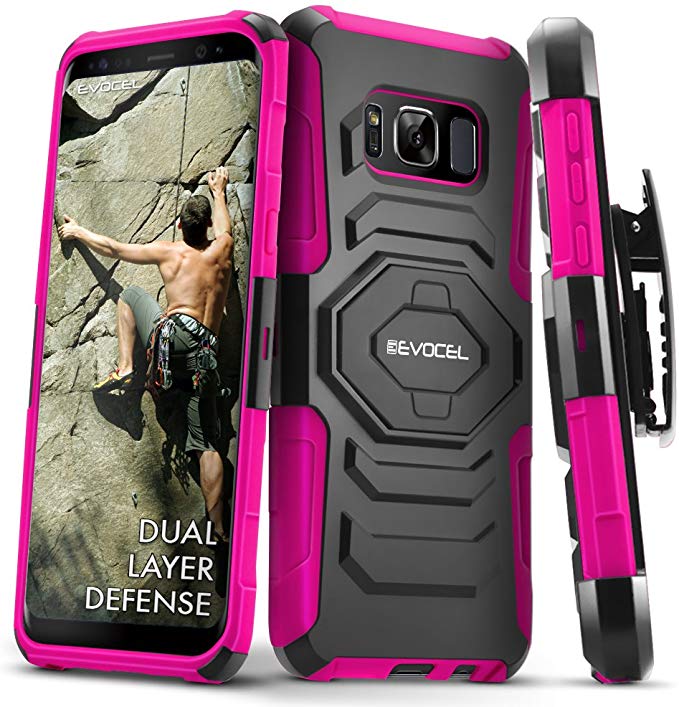 Galaxy S8 Active Case, Evocel [New Generation] Rugged Holster Dual Layer Case [Kickstand][Belt Swivel Clip] for Samsung Galaxy S8 Active SM-G892 (Does NOT fit Regular S8 - only S8 Active), Pink