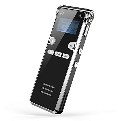 Digital Voice Recorder, Dr.meter 8GB Memory Audio Recorder Supports 32GB TF Card with 15m/49.2ft Recording Distance and MP3 Function Sound Recorder for Meeting Live or Class