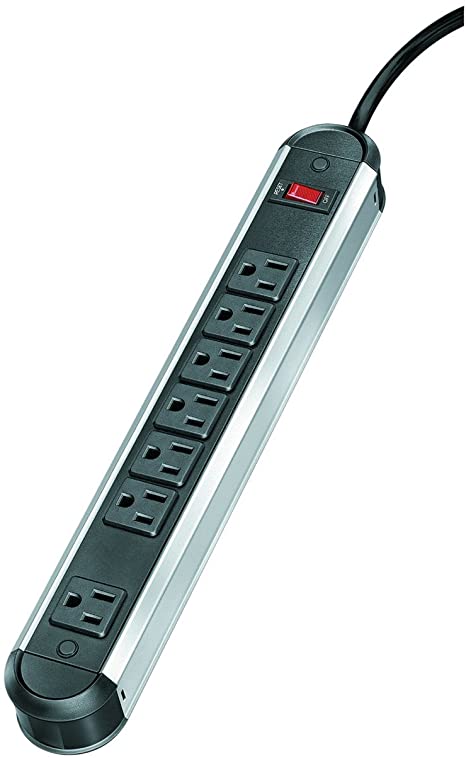 Fellowes 7-Outlet Metal Surge Protector, 6 Foot Cord, 1,250 Joules (99081),Silver